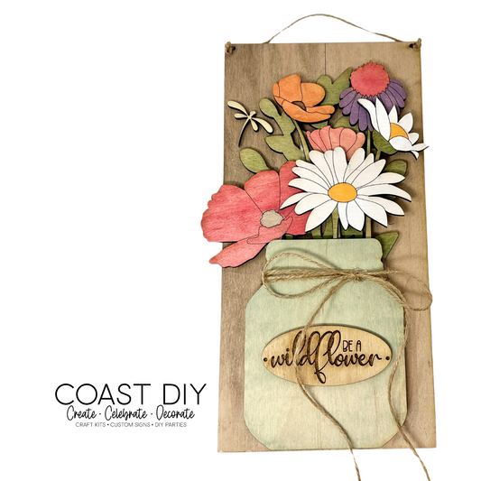 Wildflower Mason Jar Board Sign Craft Kit