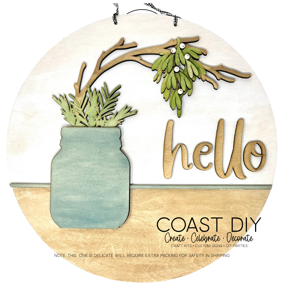 Interchangeable Mason Jar 18" Round Sign OR Shelf Sitter Craft Kit