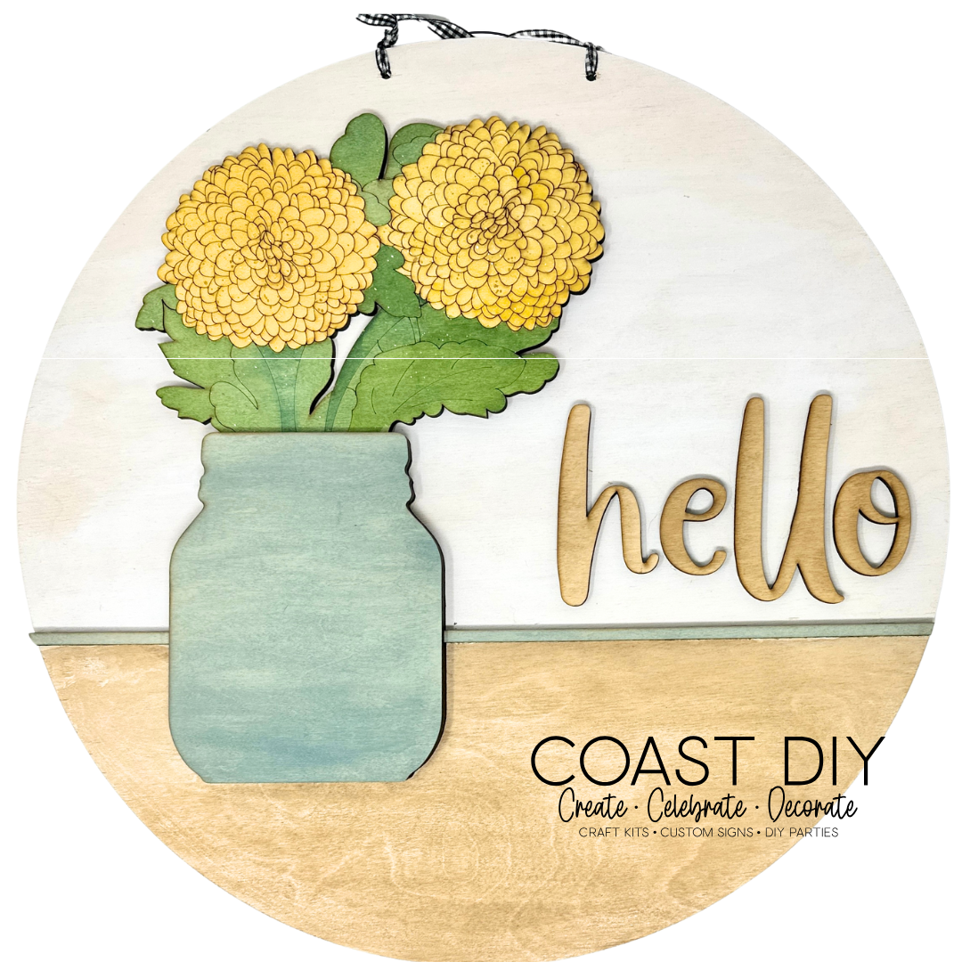 Interchangeable Mason Jar 18" Round Sign OR Shelf Sitter Craft Kit