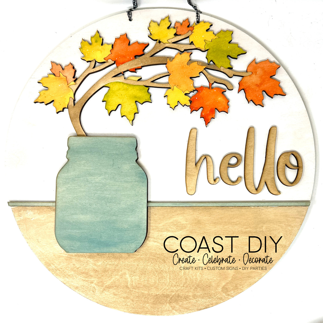 Interchangeable Mason Jar 18" Round Sign OR Shelf Sitter Craft Kit