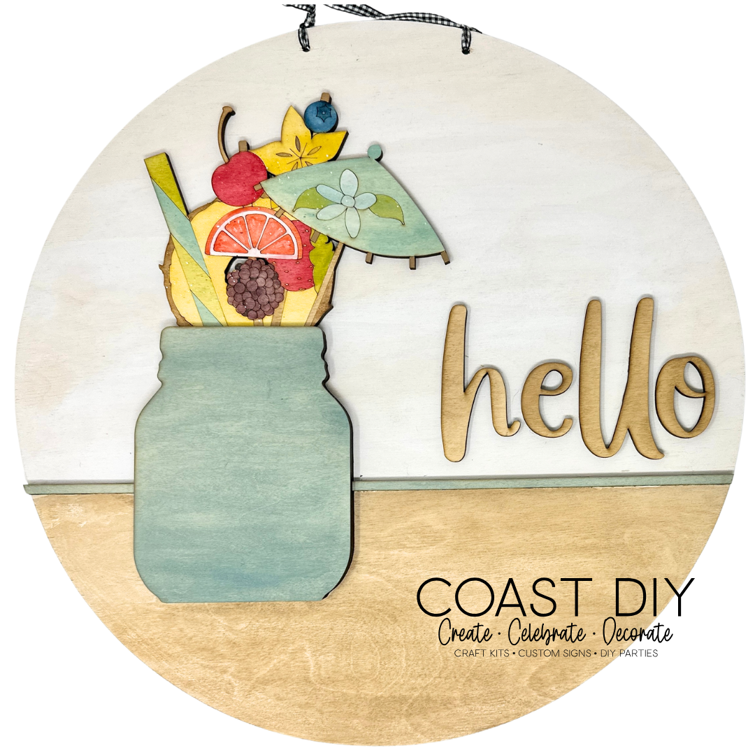 Interchangeable Mason Jar 18" Round Sign OR Shelf Sitter Craft Kit