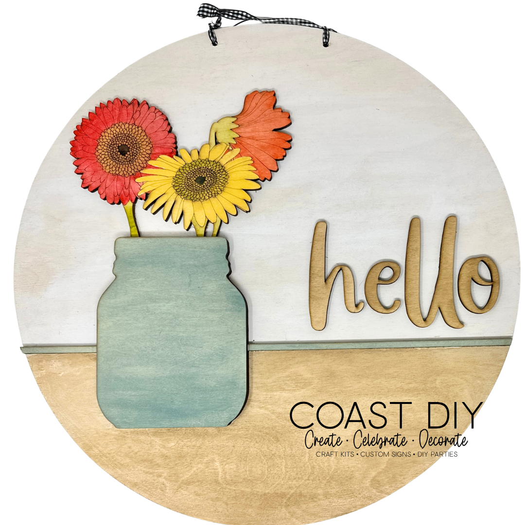 Interchangeable Mason Jar 18" Round Sign OR Shelf Sitter Craft Kit