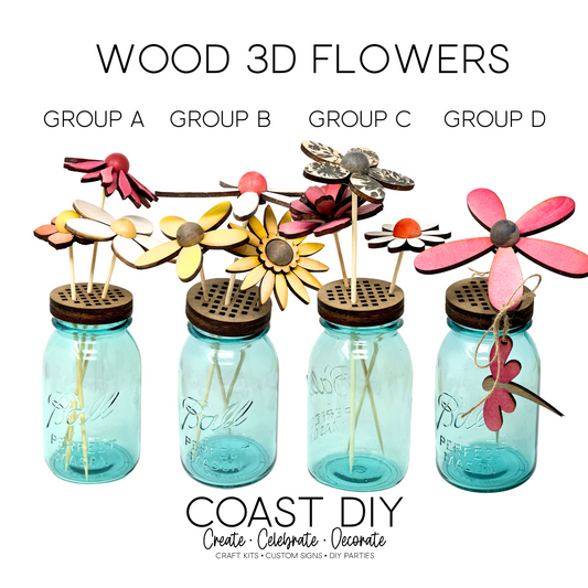 Wooden 3D Flowers