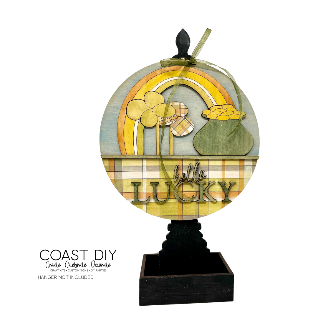 Hello Lucky Sign with stain complete craft kit