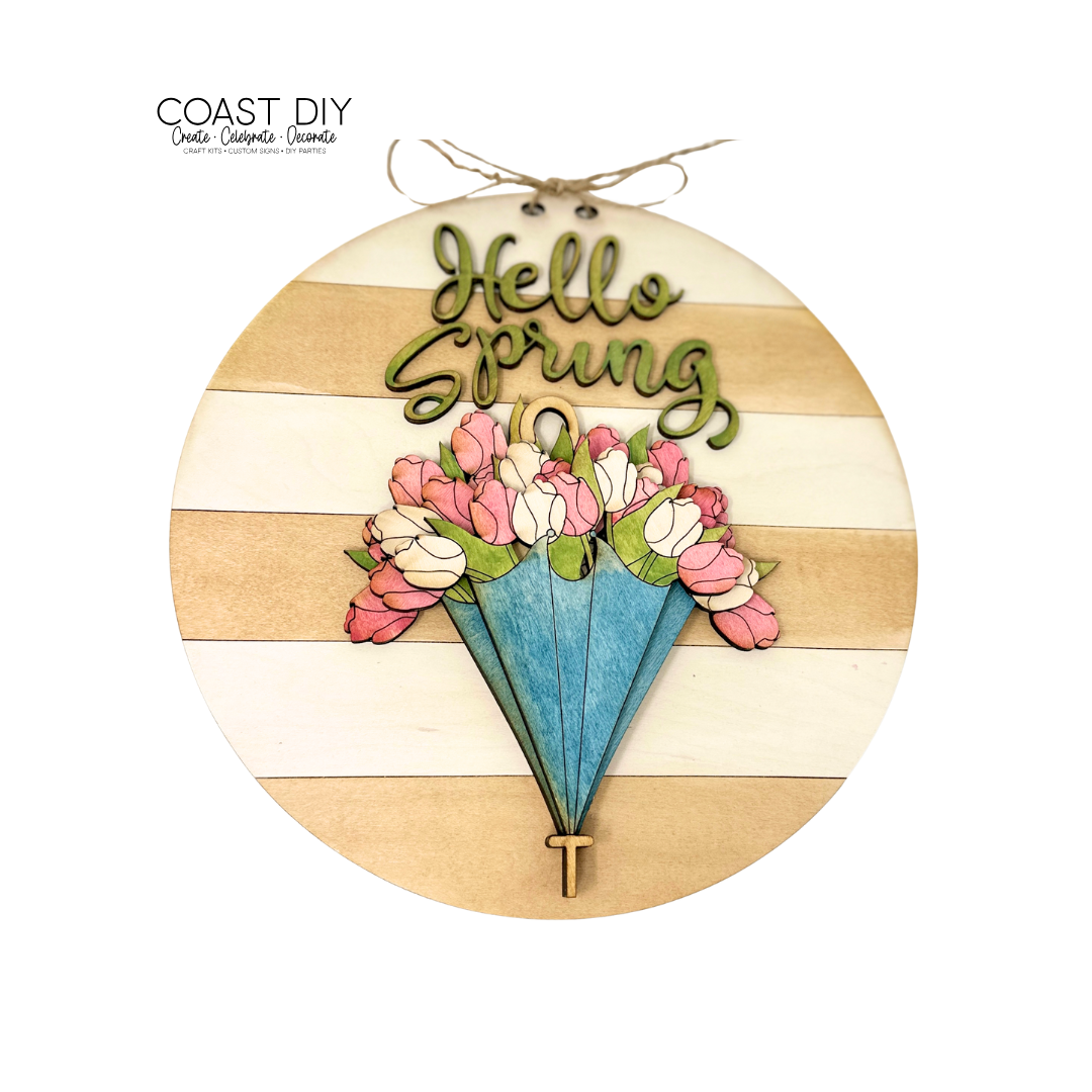 Hello Spring Tulip Umbrella Sign Kit