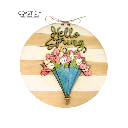Hello Spring Tulip Umbrella Sign Kit