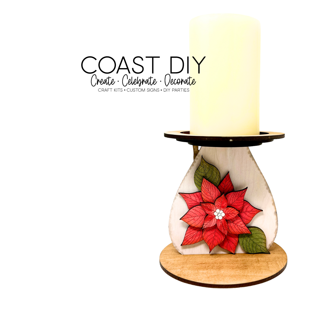 Birch Tree and Poinsettia Candle Holder