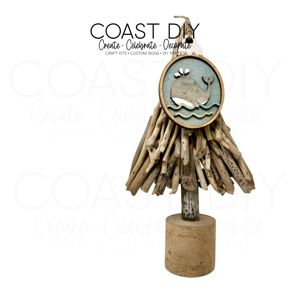 Coastal Woodgrain Oval Ornaments Craft Kit