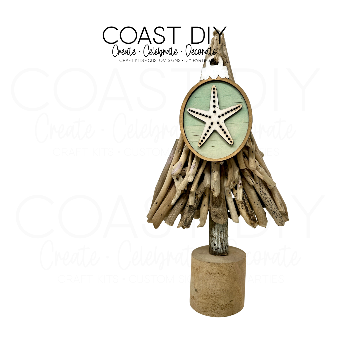Coastal Woodgrain Oval Ornaments Craft Kit