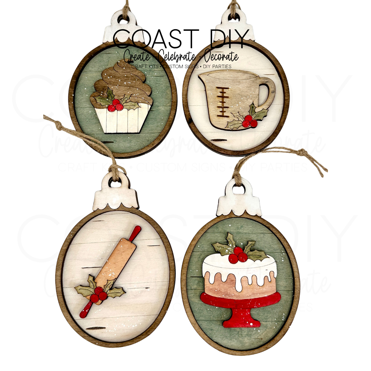 Baking Christmas Woodgrain Oval Ornaments Craft Kit
