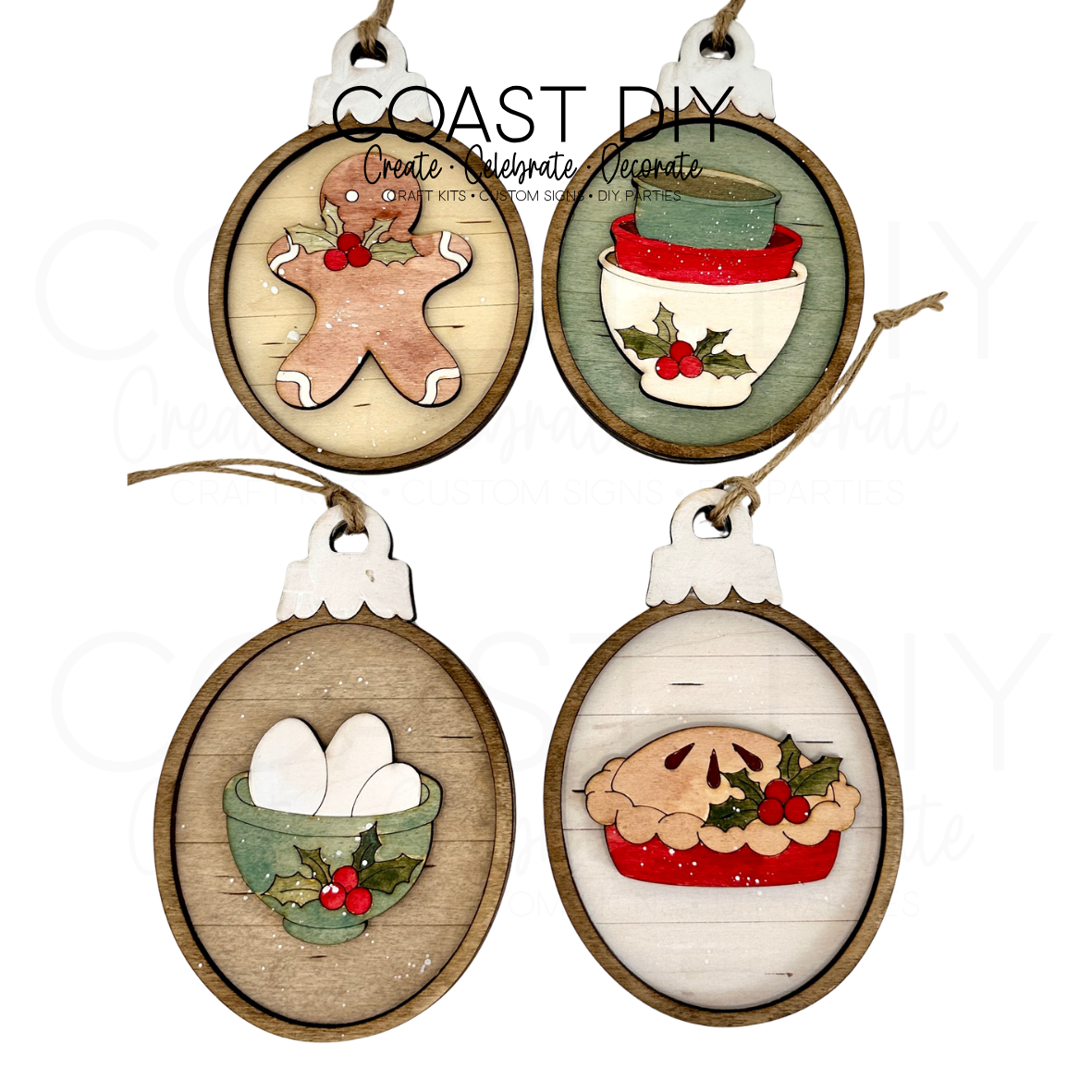 Baking Christmas Woodgrain Oval Ornaments Craft Kit