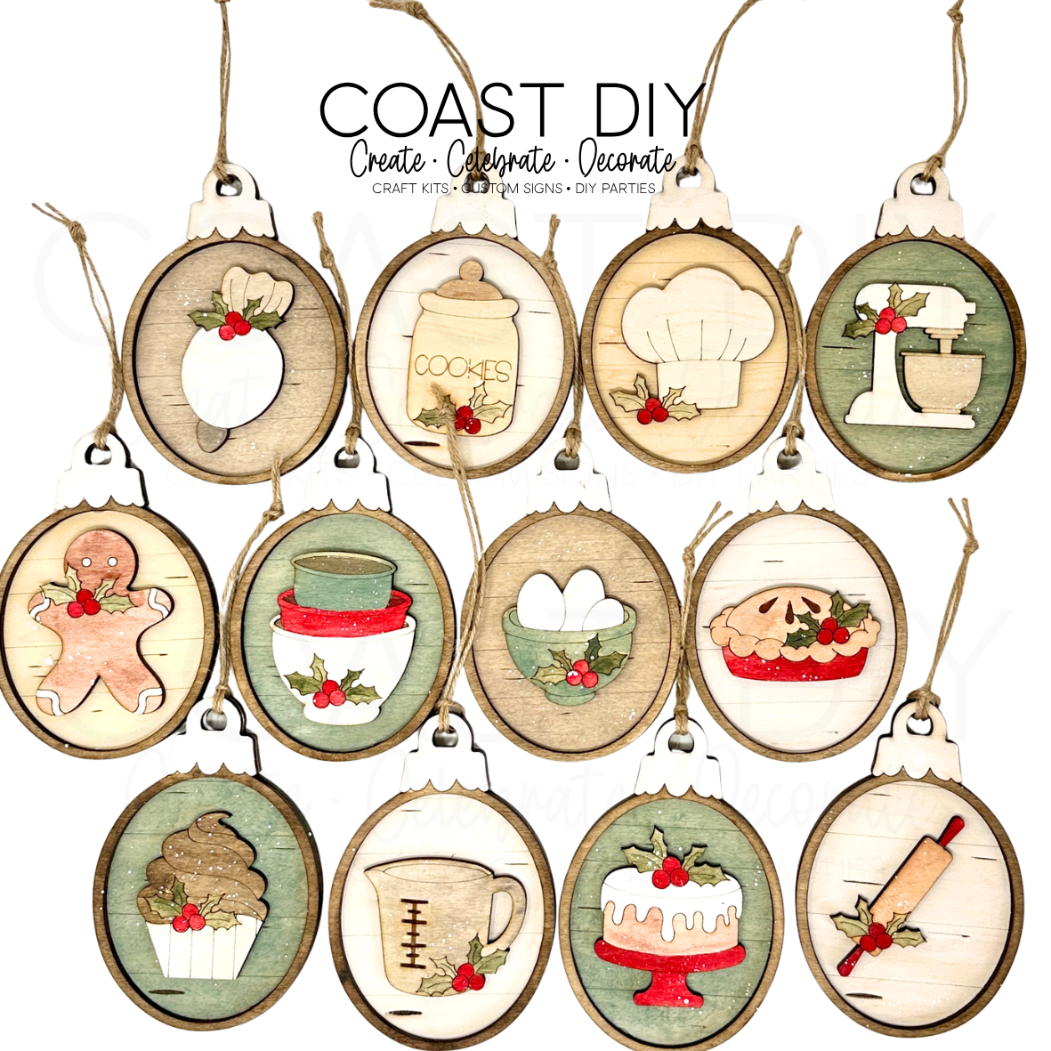 Baking Christmas Woodgrain Oval Ornaments Craft Kit