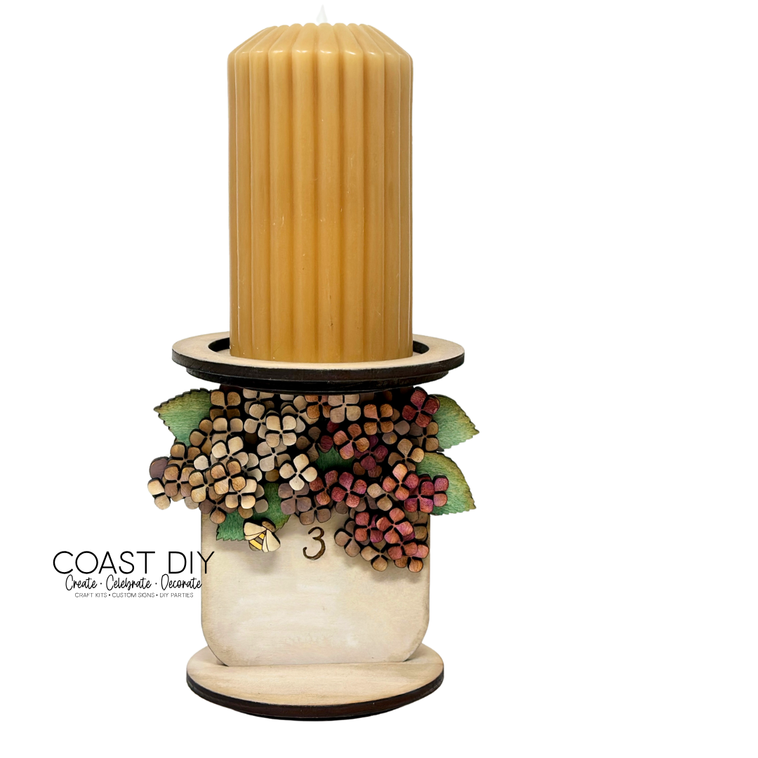 Hydrangea Filled Crock Candle Holder Craft Kit
