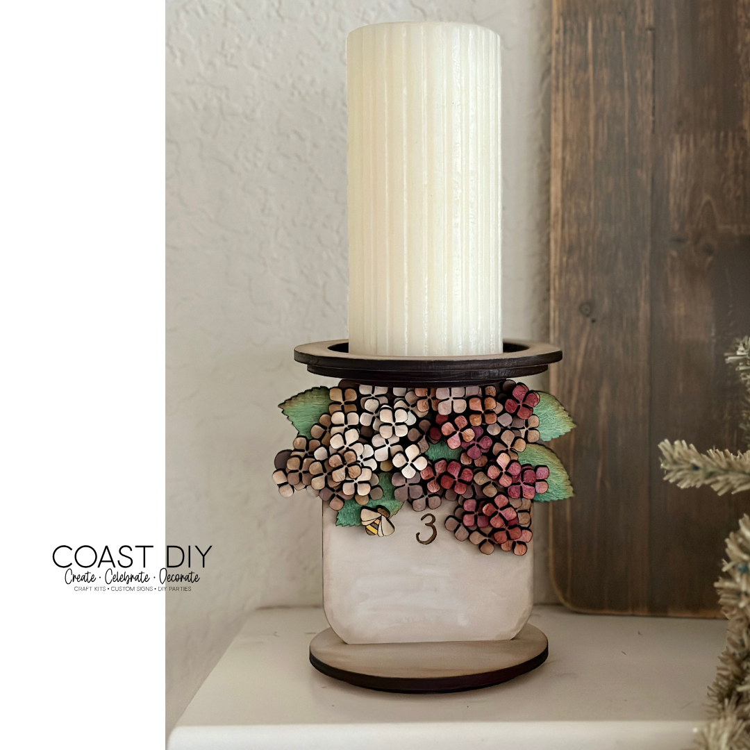 Hydrangea Filled Crock Candle Holder Craft Kit