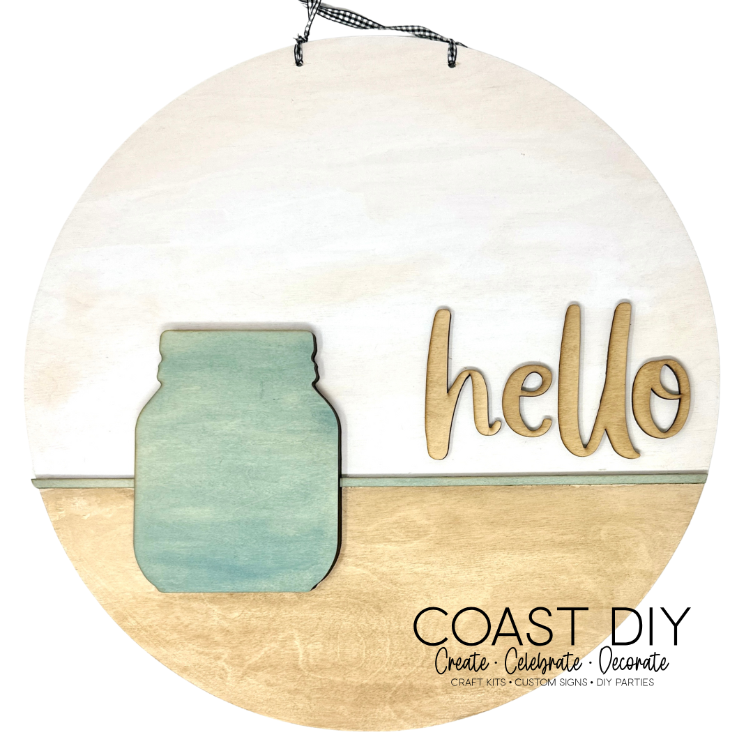 Interchangeable Mason Jar 18" Round Sign OR Shelf Sitter Craft Kit