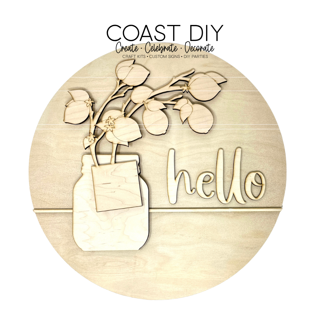 Interchangeable Mason Jar 18" Round Sign OR Shelf Sitter Craft Kit