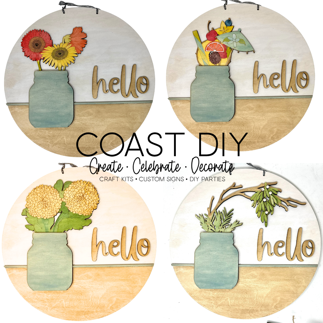 Interchangeable Mason Jar 18" Round Sign OR Shelf Sitter Craft Kit