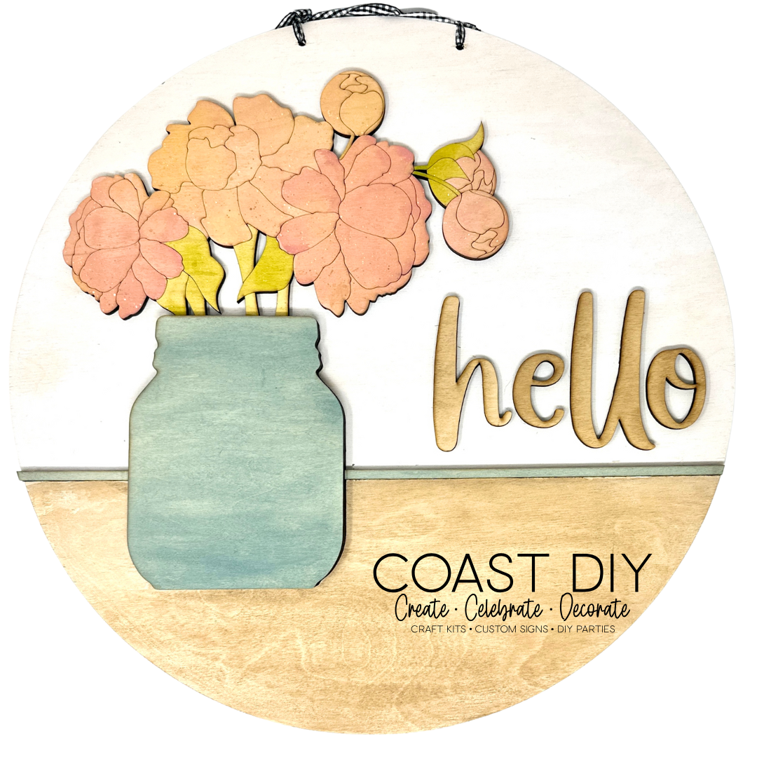 Interchangeable Mason Jar 18" Round Sign OR Shelf Sitter Craft Kit