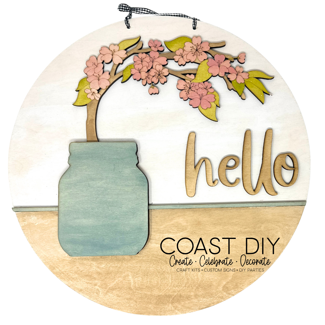 Interchangeable Mason Jar 18" Round Sign OR Shelf Sitter Craft Kit