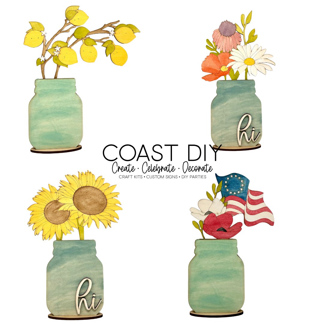Interchangeable Mason Jar 18" Round Sign OR Shelf Sitter Craft Kit