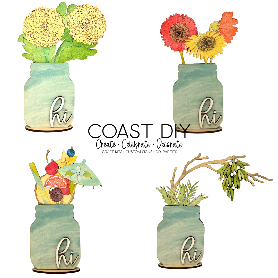 Interchangeable Mason Jar 18" Round Sign OR Shelf Sitter Craft Kit