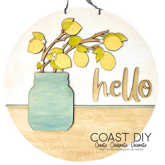 Interchangeable Mason Jar 18" Round Sign OR Shelf Sitter Craft Kit