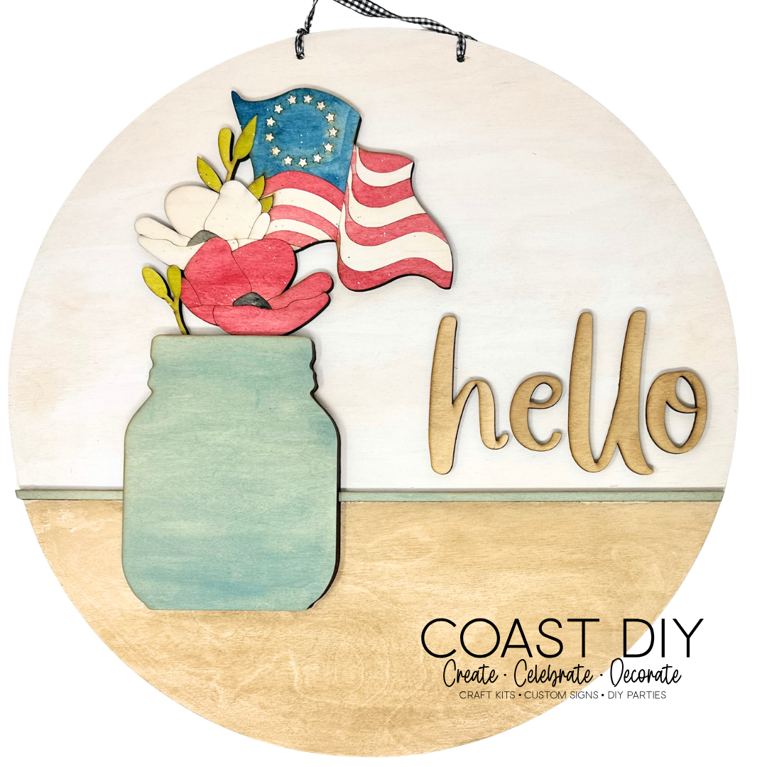 Interchangeable Mason Jar 18" Round Sign OR Shelf Sitter Craft Kit