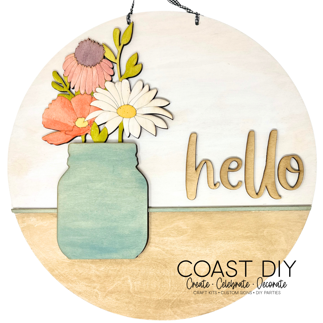 Interchangeable Mason Jar 18" Round Sign OR Shelf Sitter Craft Kit