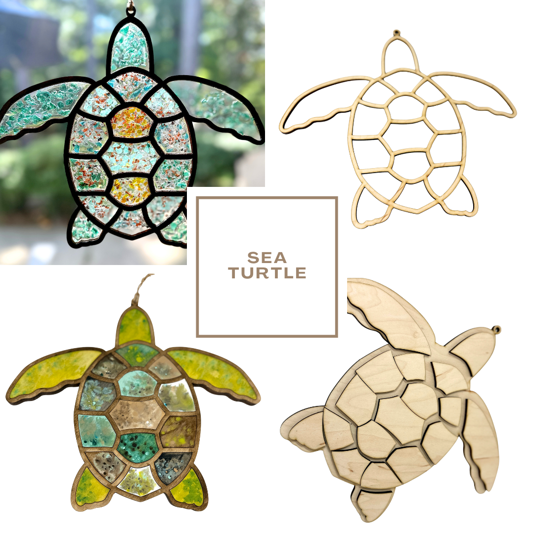 Faux Stained Glass Sea Turtle