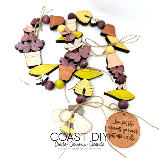 Lavender and Bees Layered Bead Garland