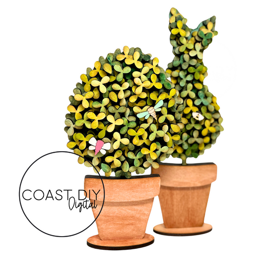 Spring Egg and Bunny Topiaries