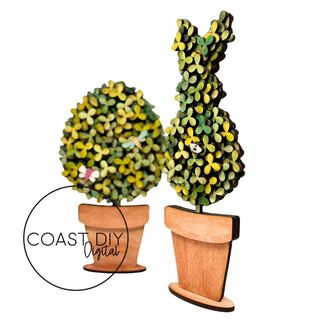 Spring Egg and Bunny Topiaries