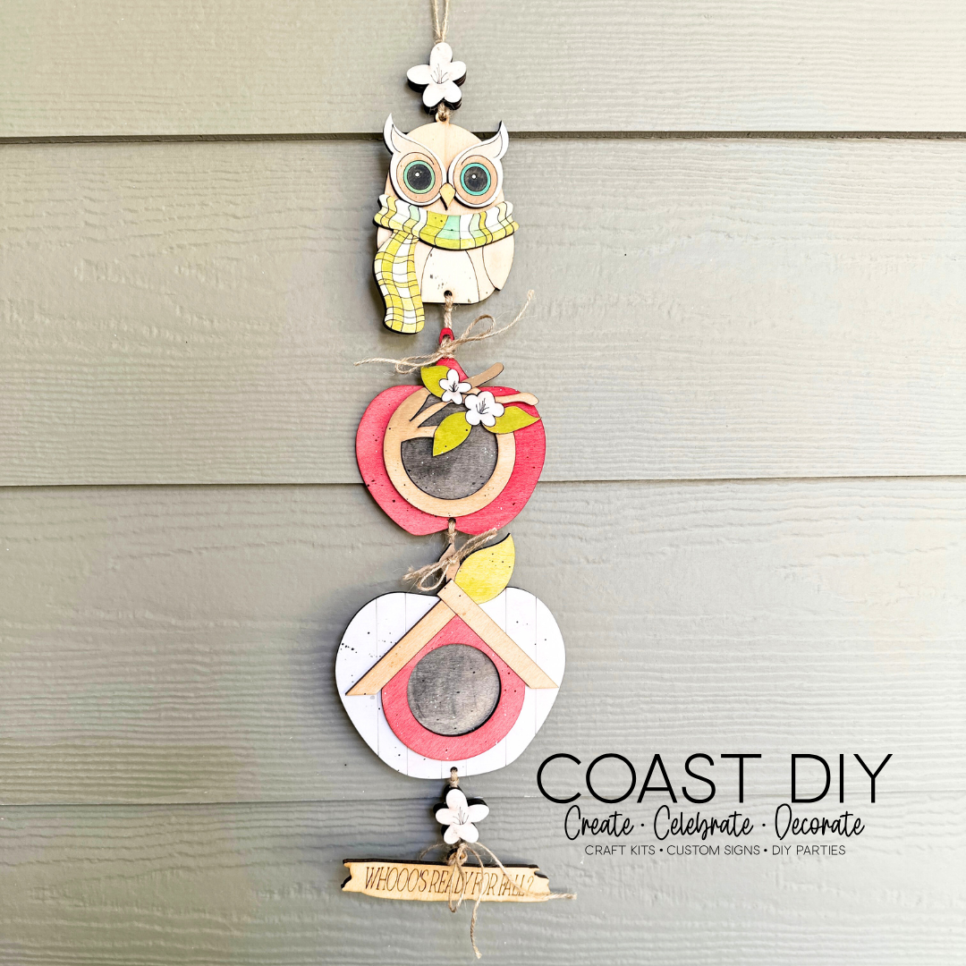 Vertical Apple Birdhouses & Owl Garland Craft Kit