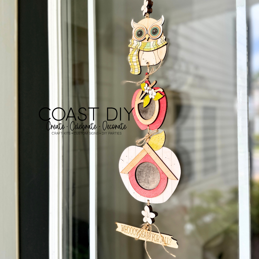 Vertical Apple Birdhouses & Owl Garland Craft Kit