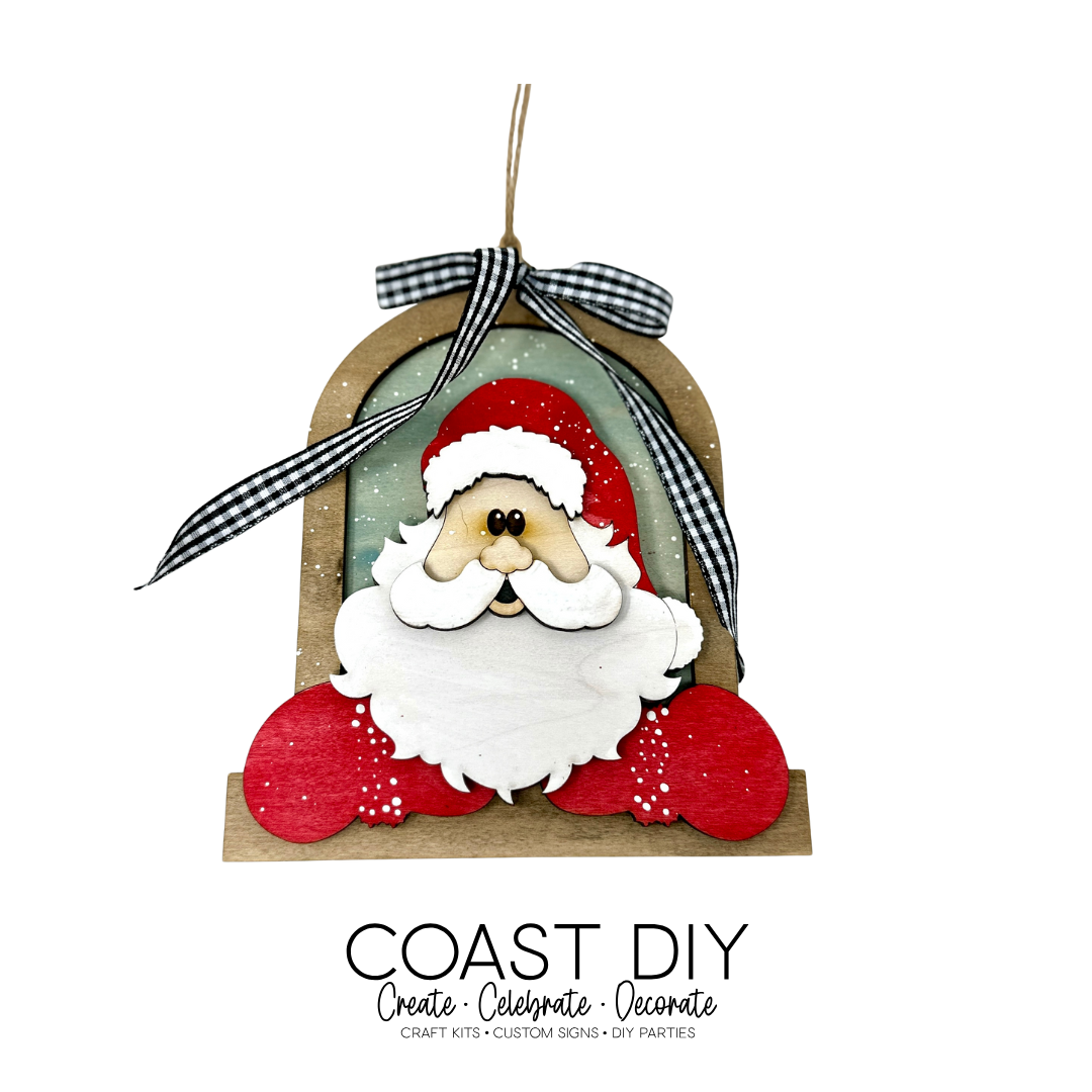 Santa leaning out window ornament