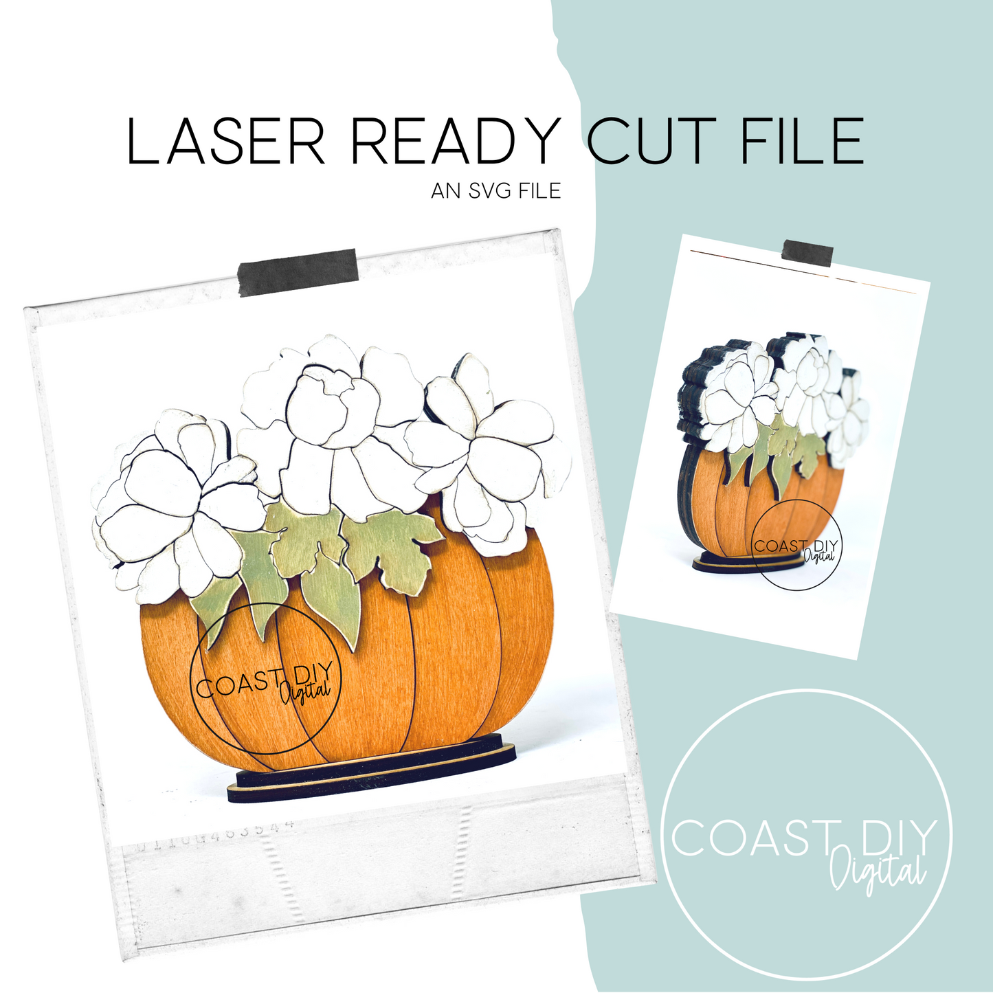 Peonies in a Pumpkin Table Centerpiece SVG Digital File