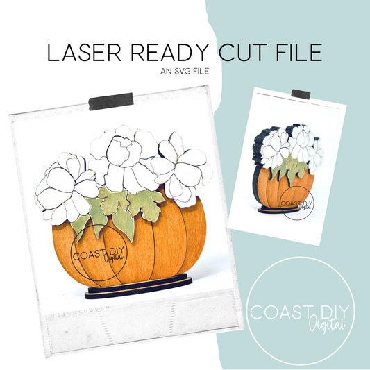 Peonies in a Pumpkin Table Centerpiece SVG Digital File