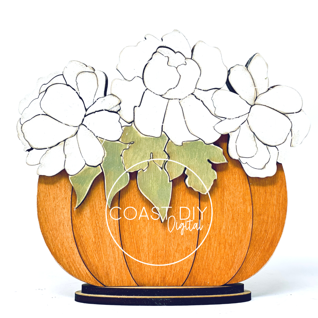 Peonies in a Pumpkin Table Centerpiece SVG Digital File