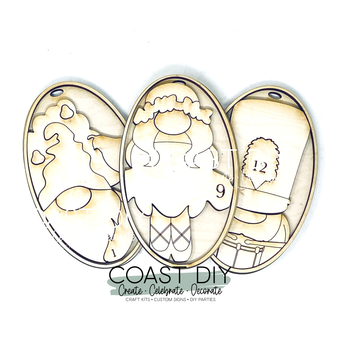 12 Gnomes of Christmas Ornaments