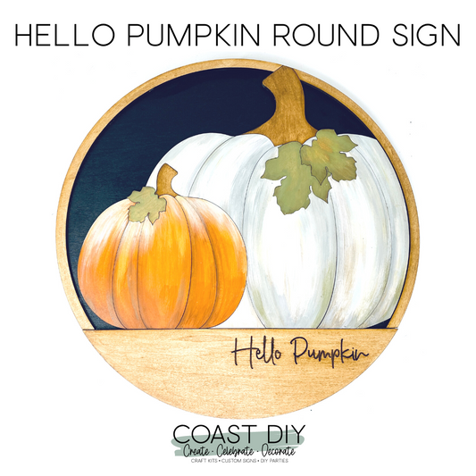 Hello Pumpkin 18" Round Wall Sign
