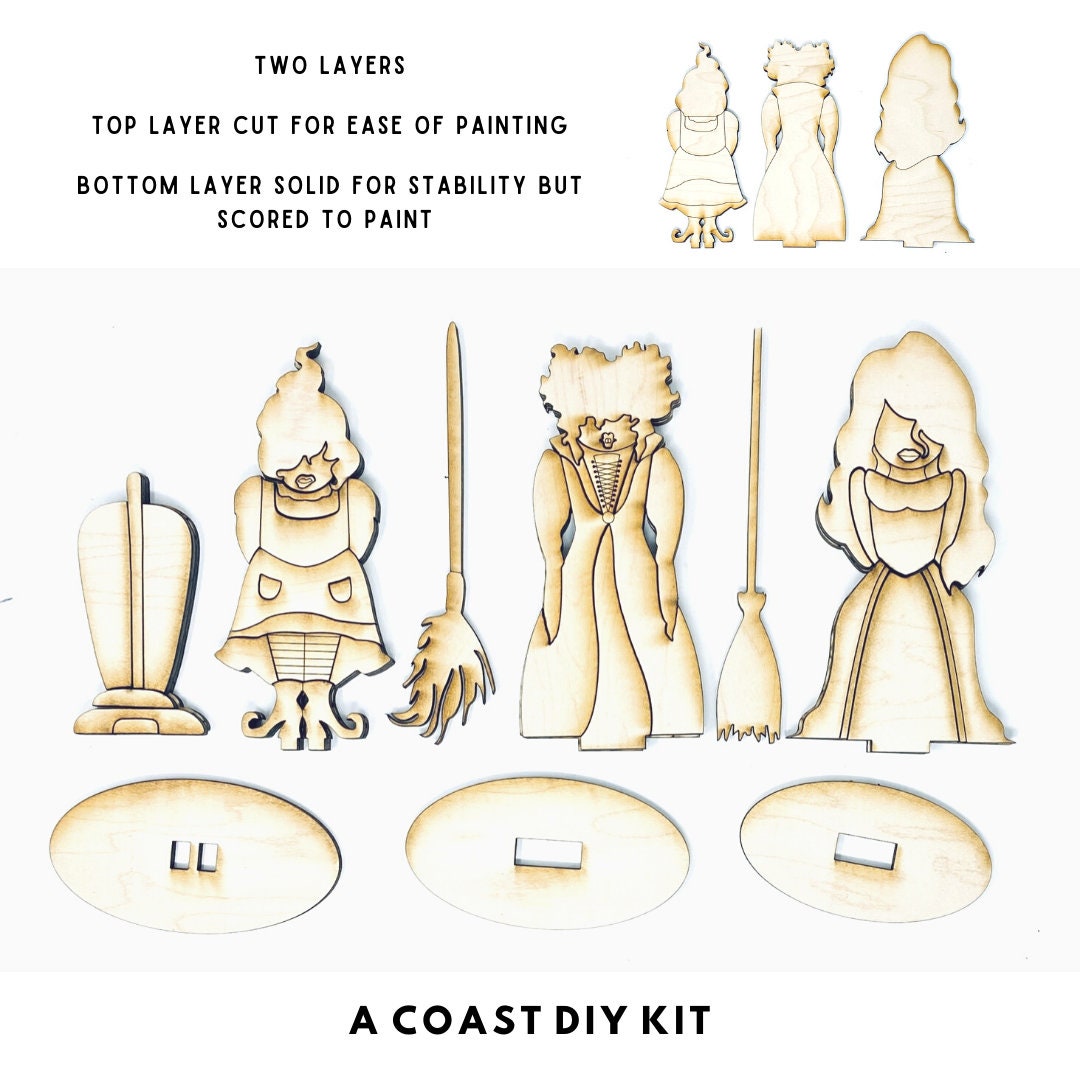 Three Witches Craft DIY Kit | Halloween Tiered Tray Decor