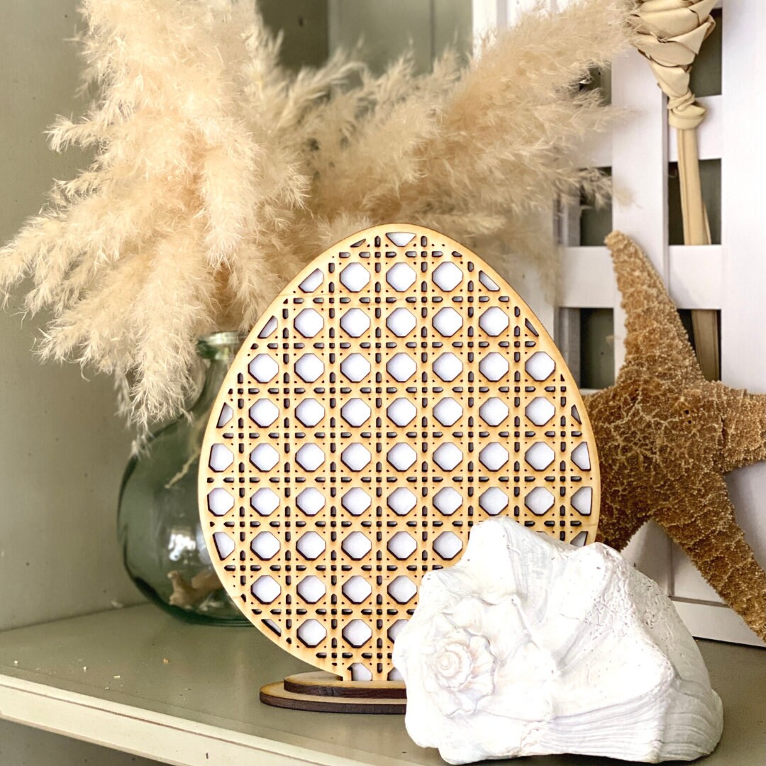 Rattan Cane Egg DIY Kit | Standing Coastal Egg | Natural Home Decor