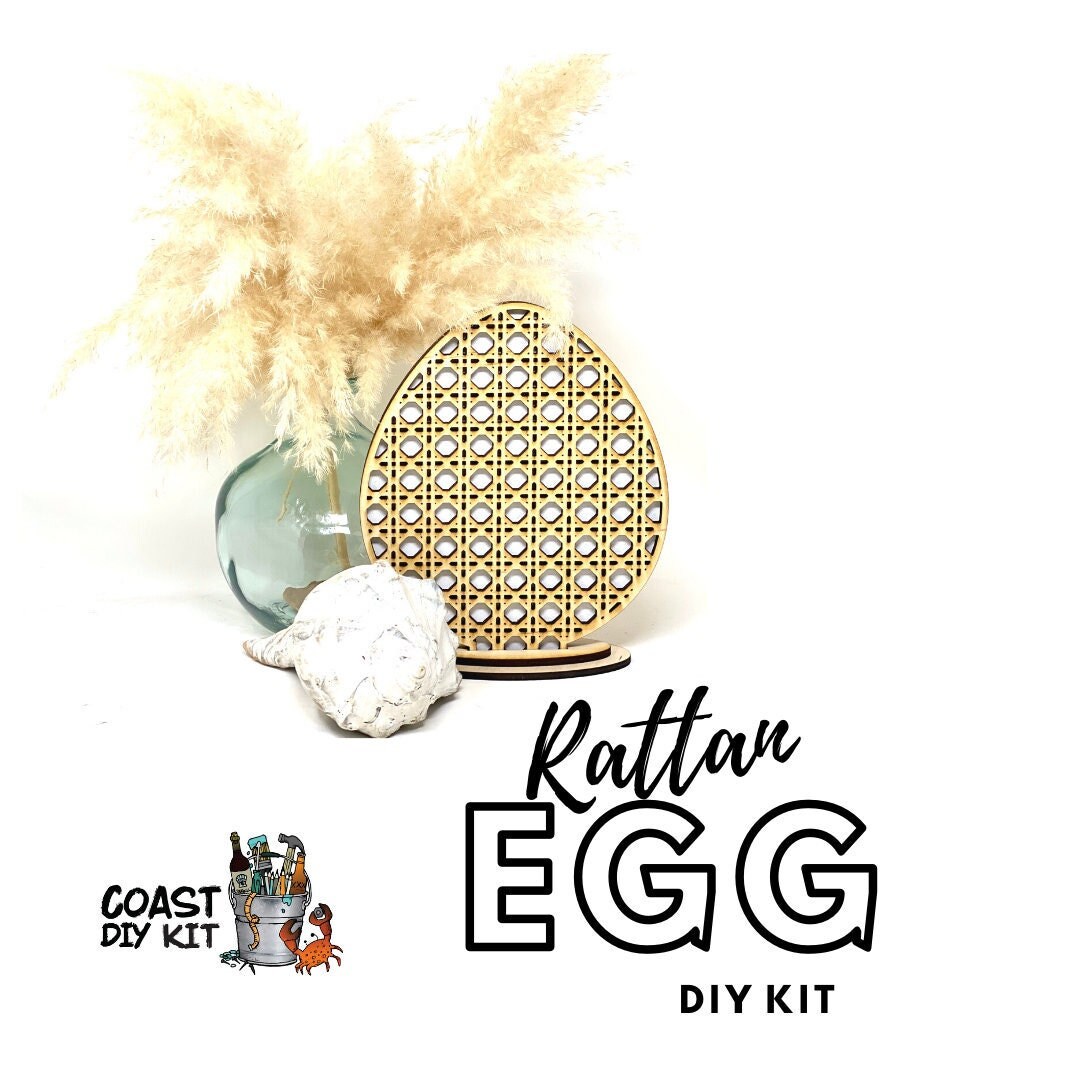 Rattan Cane Egg DIY Kit | Standing Coastal Egg | Natural Home Decor