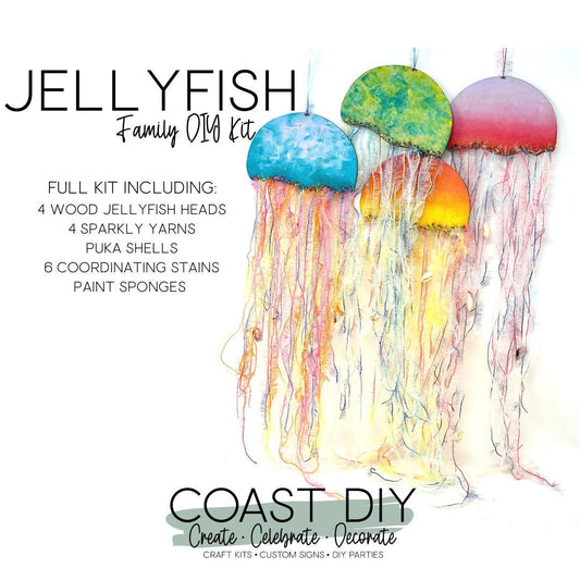Jellyfish Family Craft Kit|Coastal DIY|Kids Crafts|Adults Paint and Sip