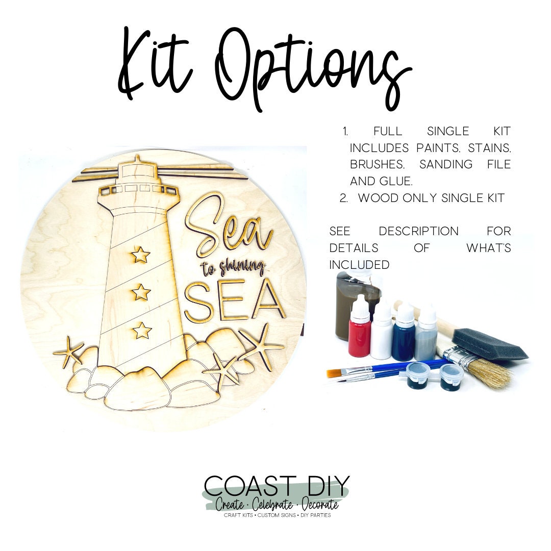 Coastal Patriotic Lighthouse Wall Sign DIY Kit | Sailboat Doorhanger | Nautical Craft Kit