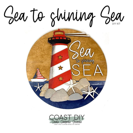Coastal Patriotic Lighthouse Wall Sign DIY Kit | Sailboat Doorhanger | Nautical Craft Kit