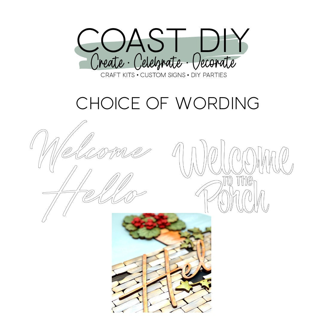 Geranium Brick Wall Door Hanger Sign Craft Kit | Rock Wall | Clay Pot