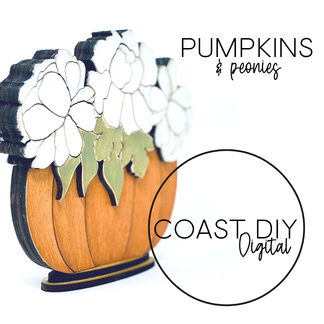 Peonies in a Pumpkin Table Centerpiece SVG Digital File